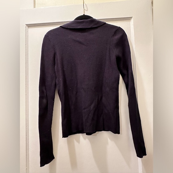 Faherty Navy Blue Long Sleeve Polo Sweater, Size: M - Picture 5 of 7